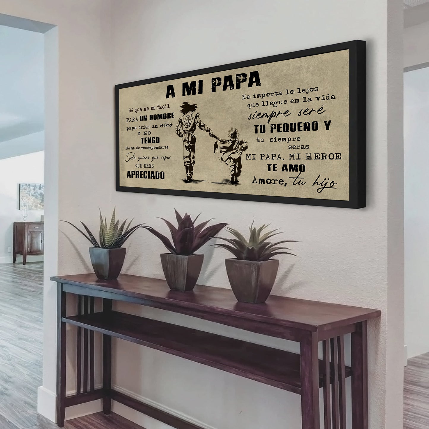 (cv35) spainish - to my dad- son - dragon ball -family -dad son- goku - viking - canvas poster