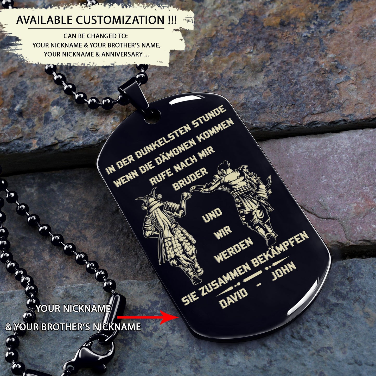 br16 german call on me brother- dragon ball - goku vegeta- soldier - naruto - engraved dog tag all style