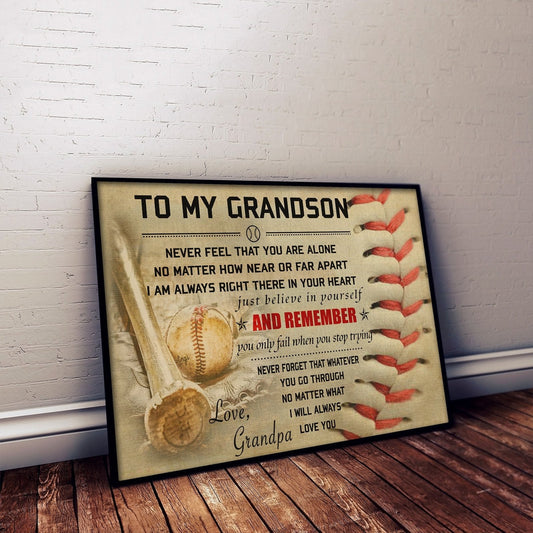 BA007 - To My Grandson - And Remember - Grandpa - Baseball Poster