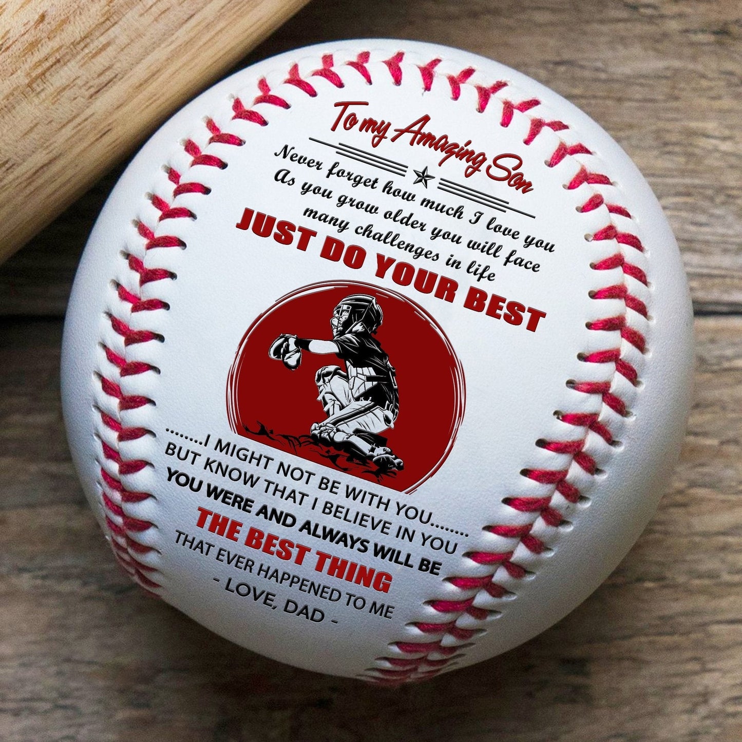 (BB66) - BAB060 - Dad To My Son - Just Do Your Best - Baseball Ball