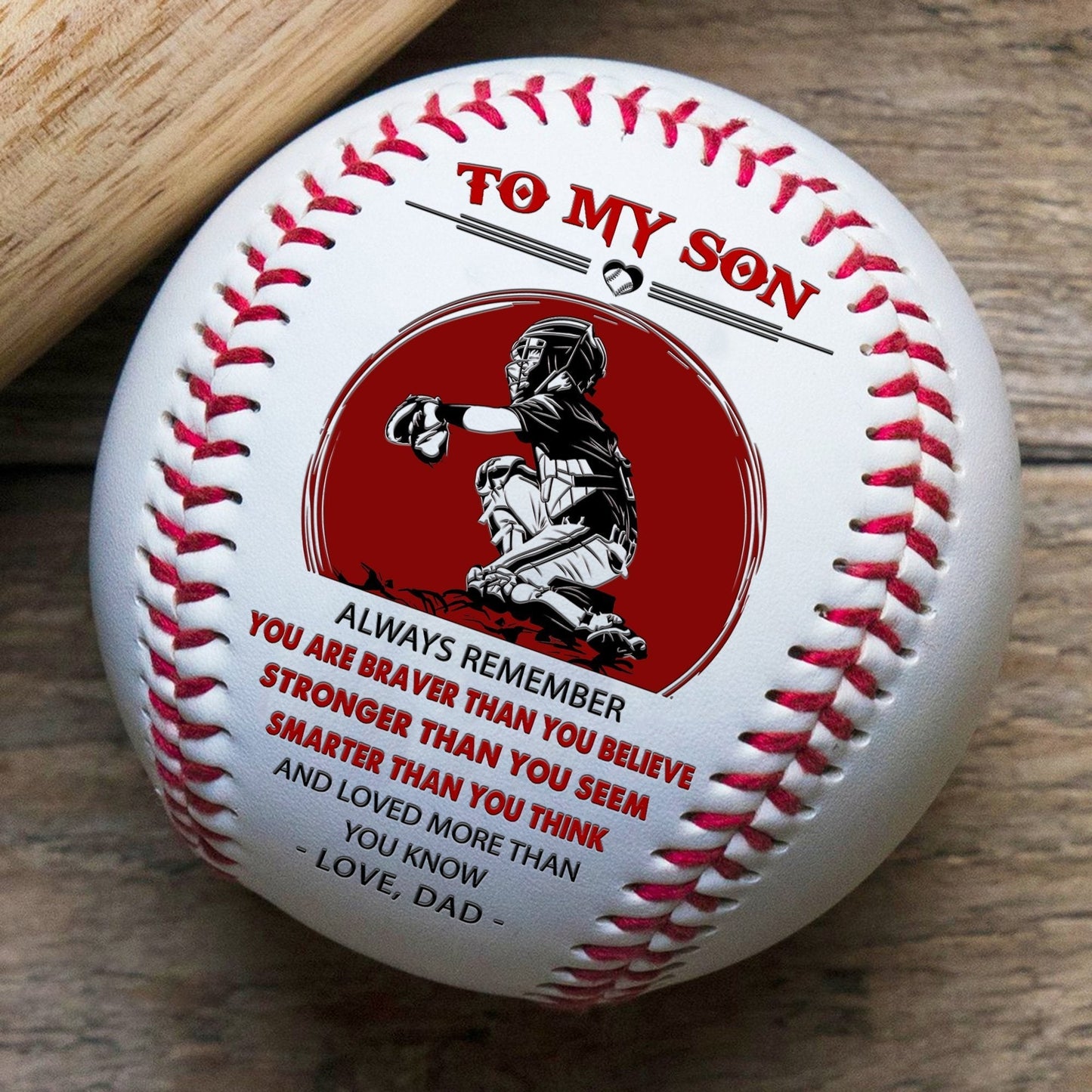 (BB68) - BAB061 - Dad To My Son - You Are Braver Than You Believe - Baseball Ball