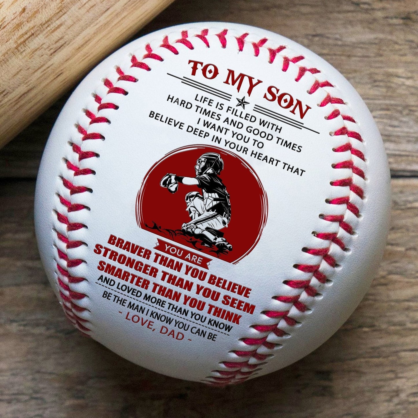 (BB73) - BAB066 - Dad To My Son - Braver Than You Believe - Baseball Ball
