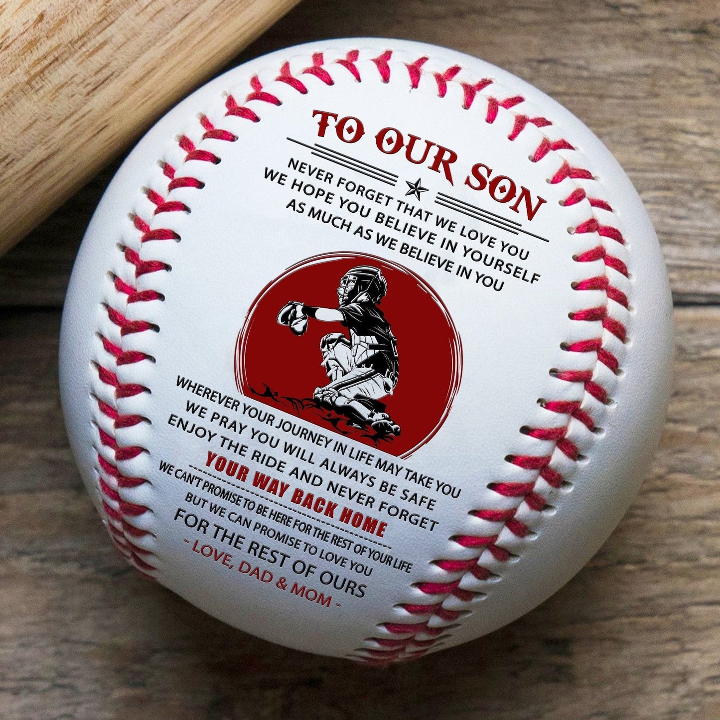 (BB76) - BAB069 - Mom To Our Son - You Way Bachk Home - Baseball Ball