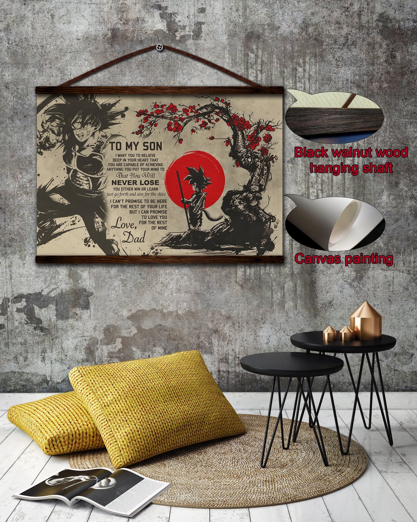 dr002 - to my son - goku - english - horizontal poster - horizontal canvas - dragon ball canvas