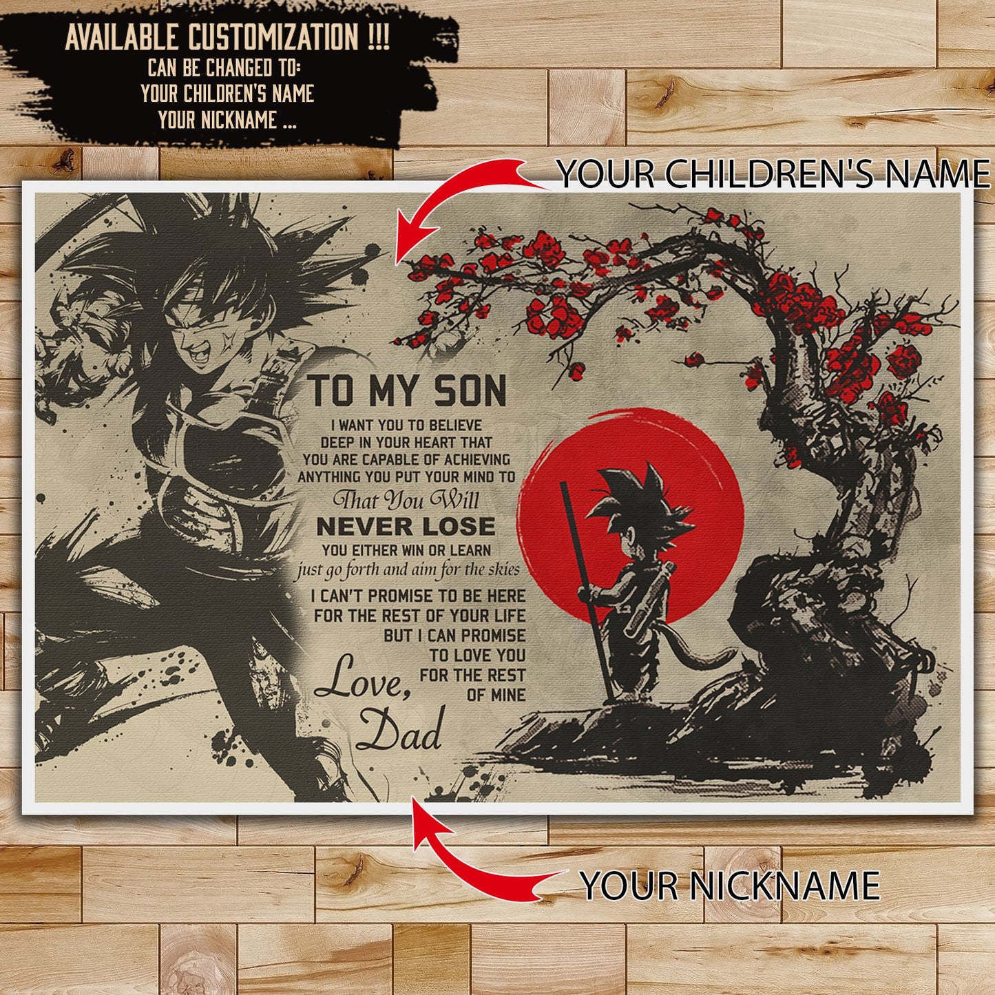 dr002 - to my son - goku - english - horizontal poster - horizontal canvas - dragon ball canvas