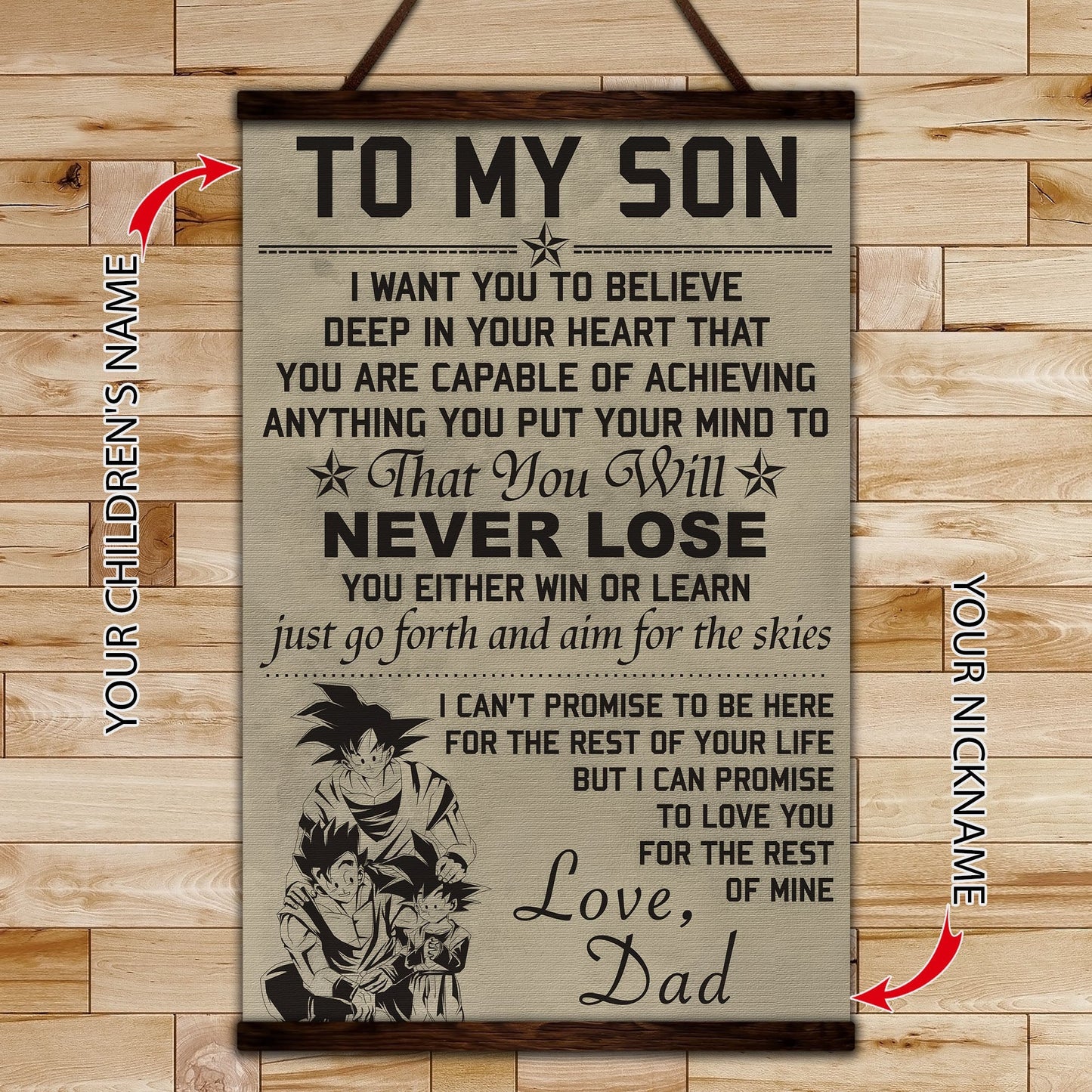 dr007 - to my son - goku - english - vertical poster - vertical canvas - dragon ball poster