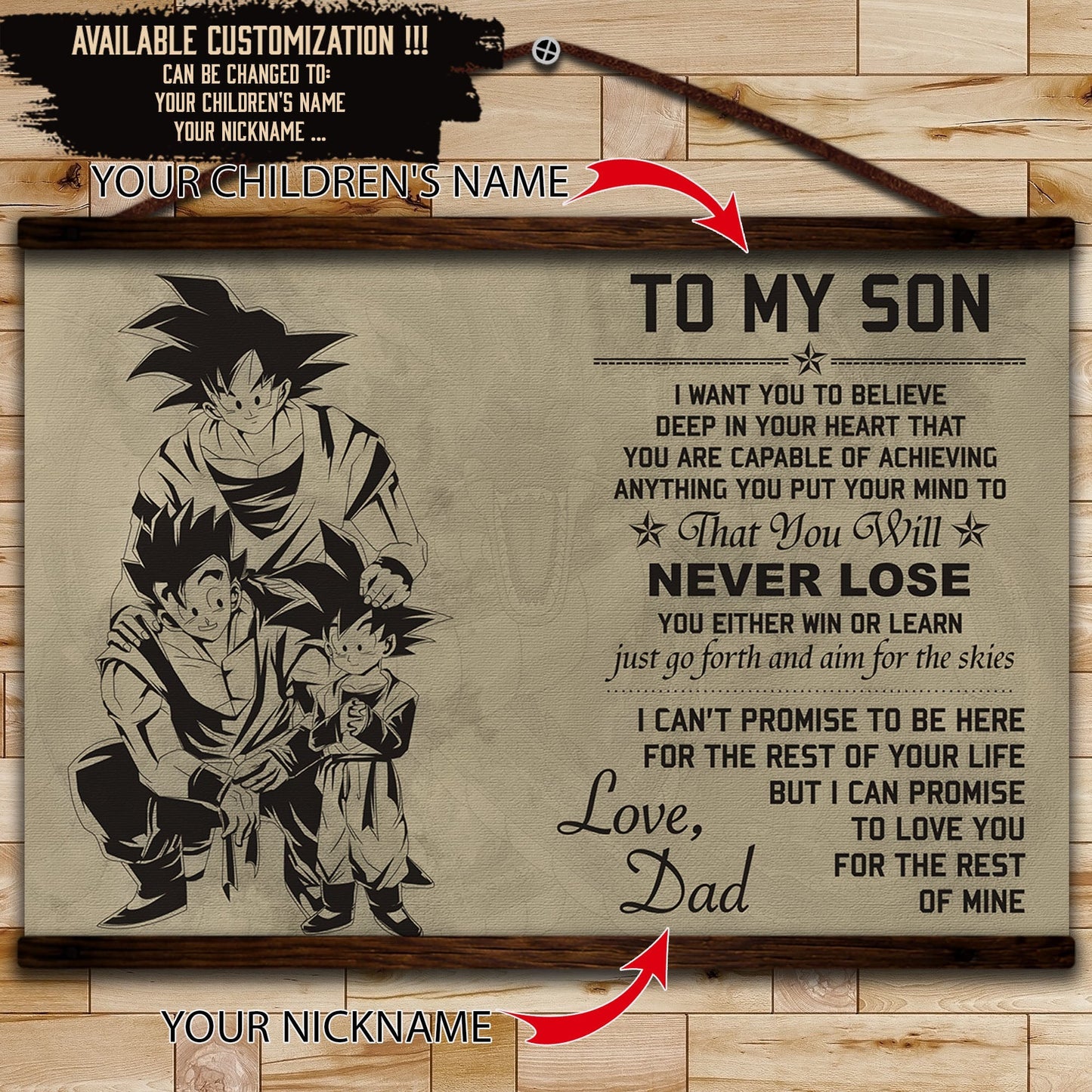 dr008 - to my son - goku - english - horizontal poster - horizontal canvas - dragon ball poster