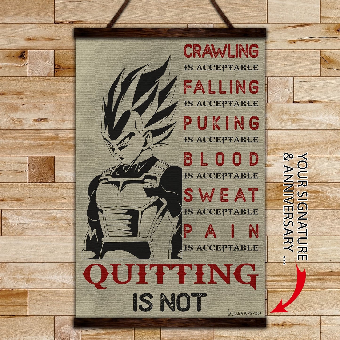 dr014 - quitting is not - vegeta - vertical poster - vertical canvas - dragon ball poster