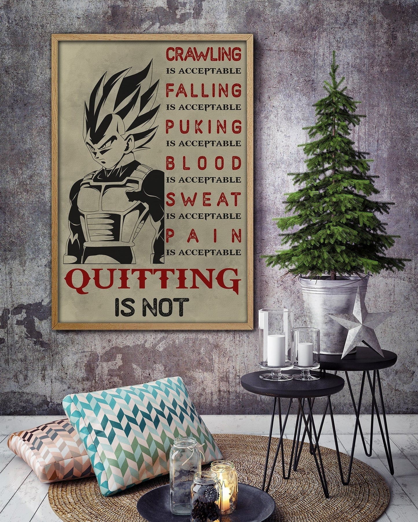 dr014 - quitting is not - vegeta - vertical poster - vertical canvas - dragon ball poster
