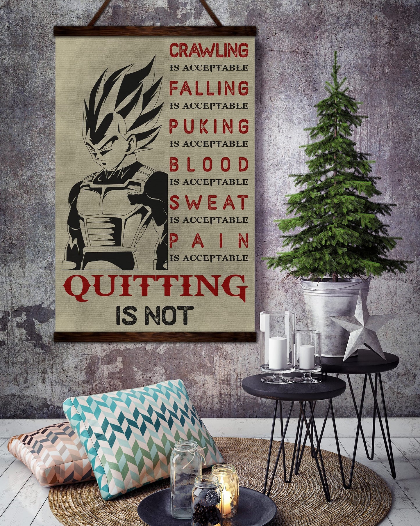 dr014 - quitting is not - vegeta - vertical poster - vertical canvas - dragon ball poster