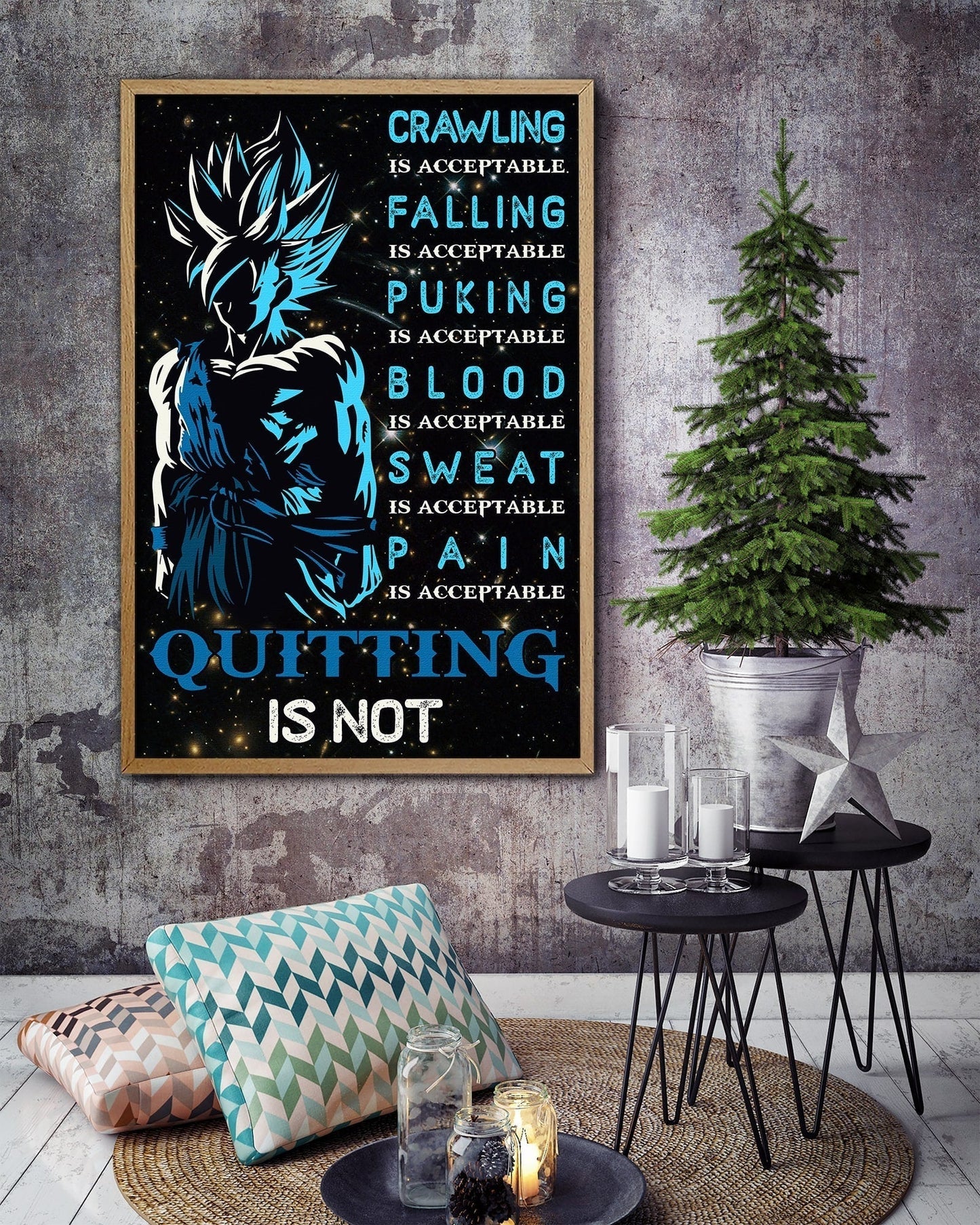 dr015 + dr049 - quitting is not - it's not over when you lose - it's over when you quit - home decoration - vertical poster - vertical canvas - dragon ball canvas