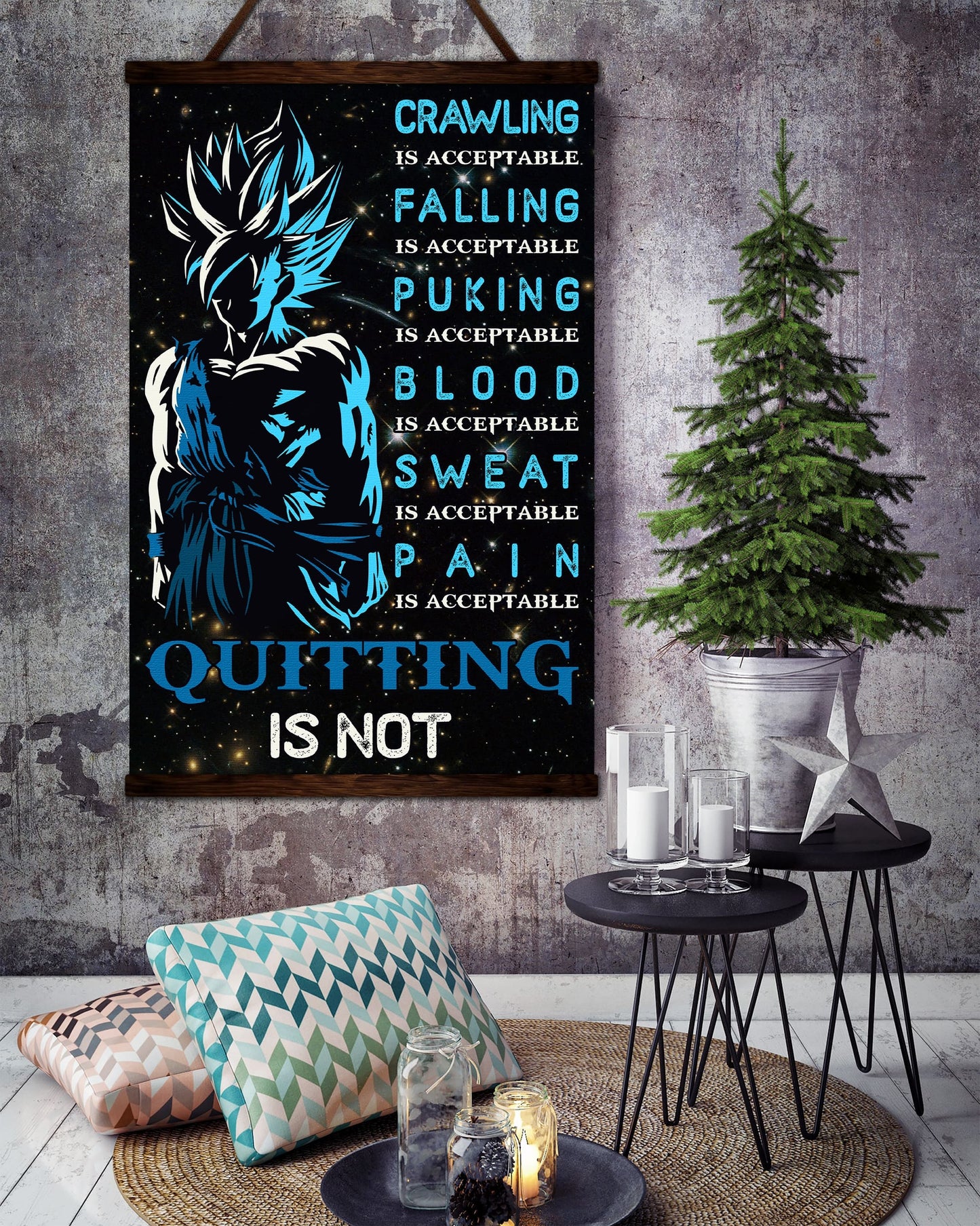 dr015 + dr049 - quitting is not - it's not over when you lose - it's over when you quit - home decoration - vertical poster - vertical canvas - dragon ball canvas