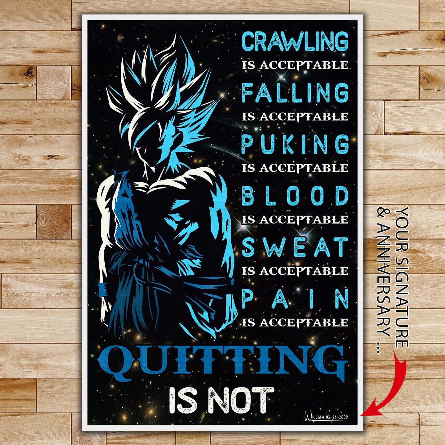dr015 + dr049 - quitting is not - it's not over when you lose - it's over when you quit - home decoration - vertical poster - vertical canvas - dragon ball poster
