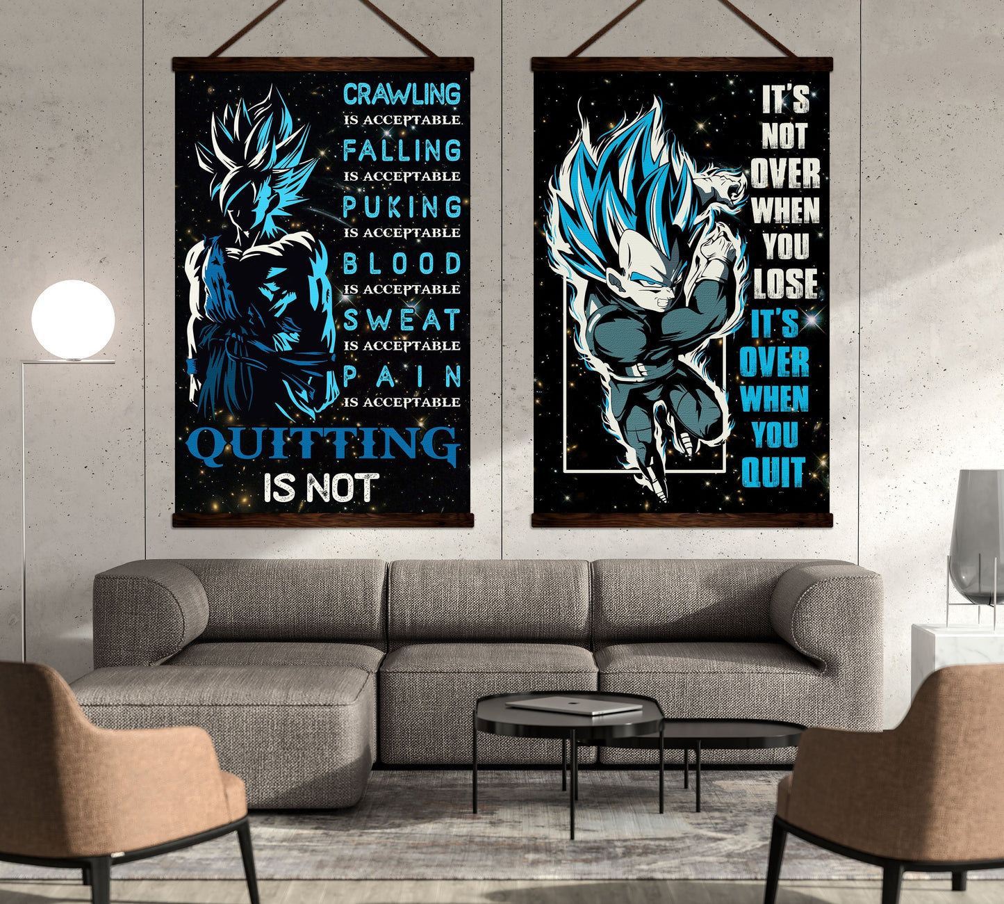 dr015 + dr049 - quitting is not - it's not over when you lose - it's over when you quit - home decoration - vertical poster - vertical canvas - dragon ball poster