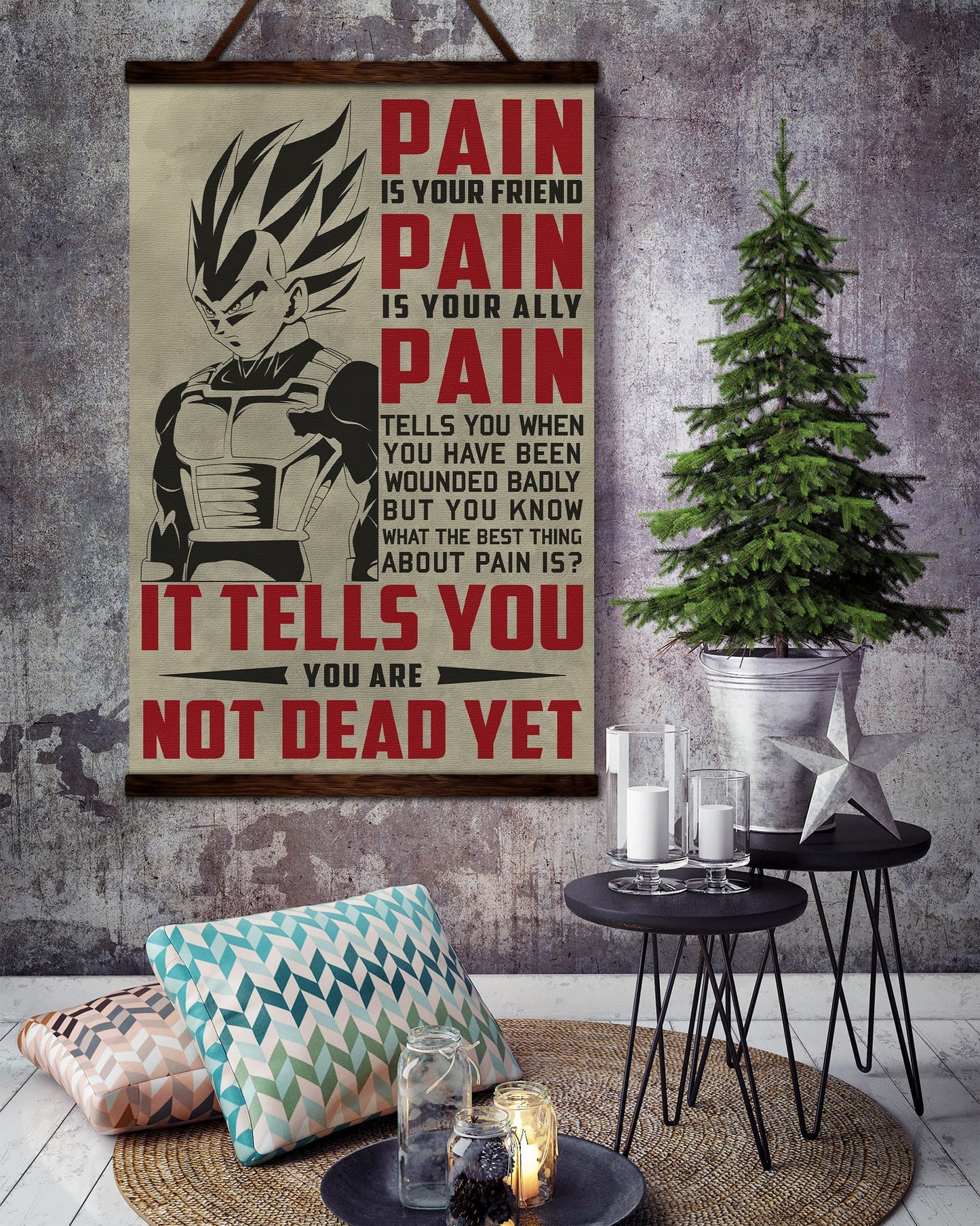 dr017 + dr058 - pain - i'm not going to lose - home decoration - vertical poster - vertical canvas - dragon ball canvas
