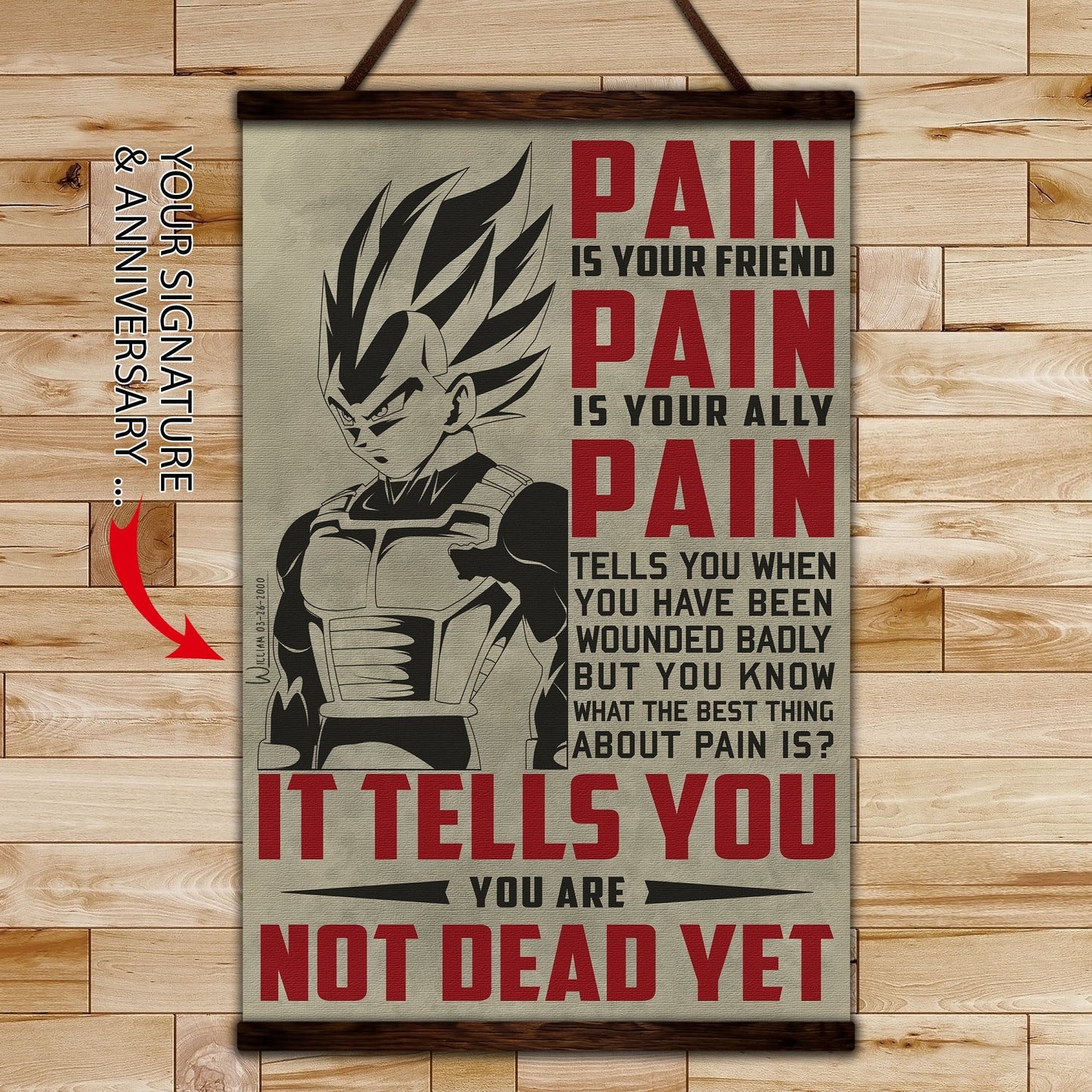 dr017 + dr058 - pain - i'm not going to lose - home decoration - vertical poster - vertical canvas - dragon ball canvas