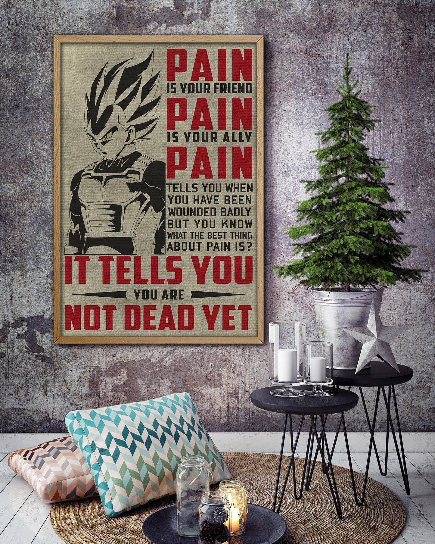 dr017 + dr058 - pain - i'm not going to lose - home decoration - vertical poster - vertical canvas - dragon ball canvas