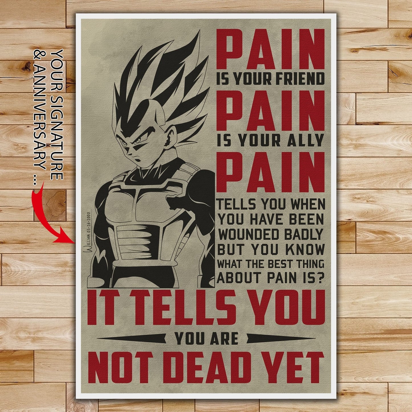 dr017 + dr058 - pain - i'm not going to lose - home decoration - vertical poster - vertical canvas - dragon ball canvas