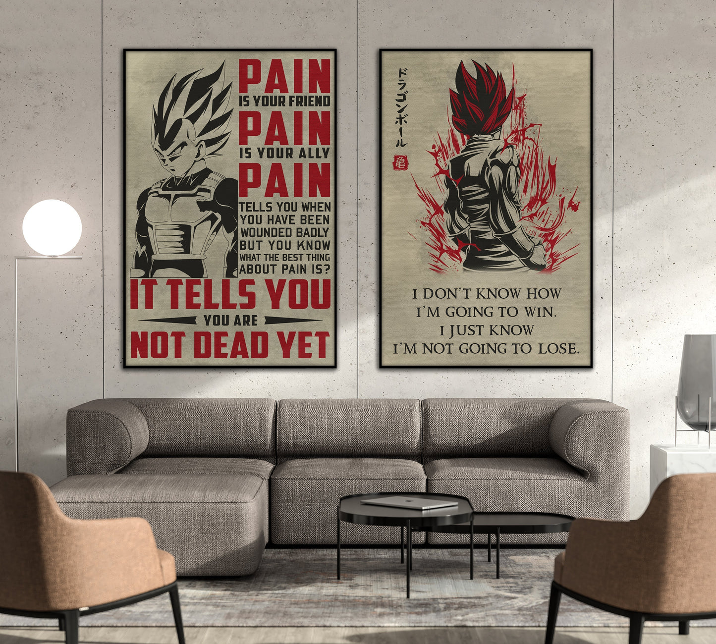 dr017 + dr058 - pain - i'm not going to lose - home decoration - vertical poster - vertical canvas - dragon ball canvas