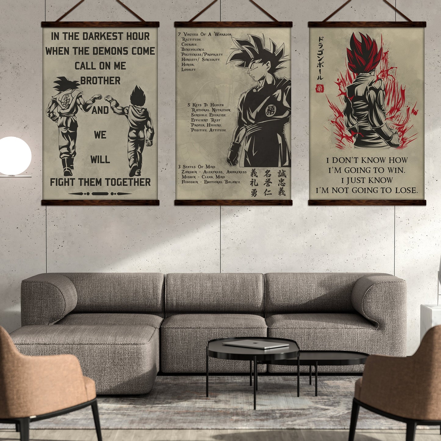 dr040 + dr044 + dr058 - call on me brother - 7 5 3 code - i'm not going to lose - vertical poster - vertical canvas - dragon ball canvas