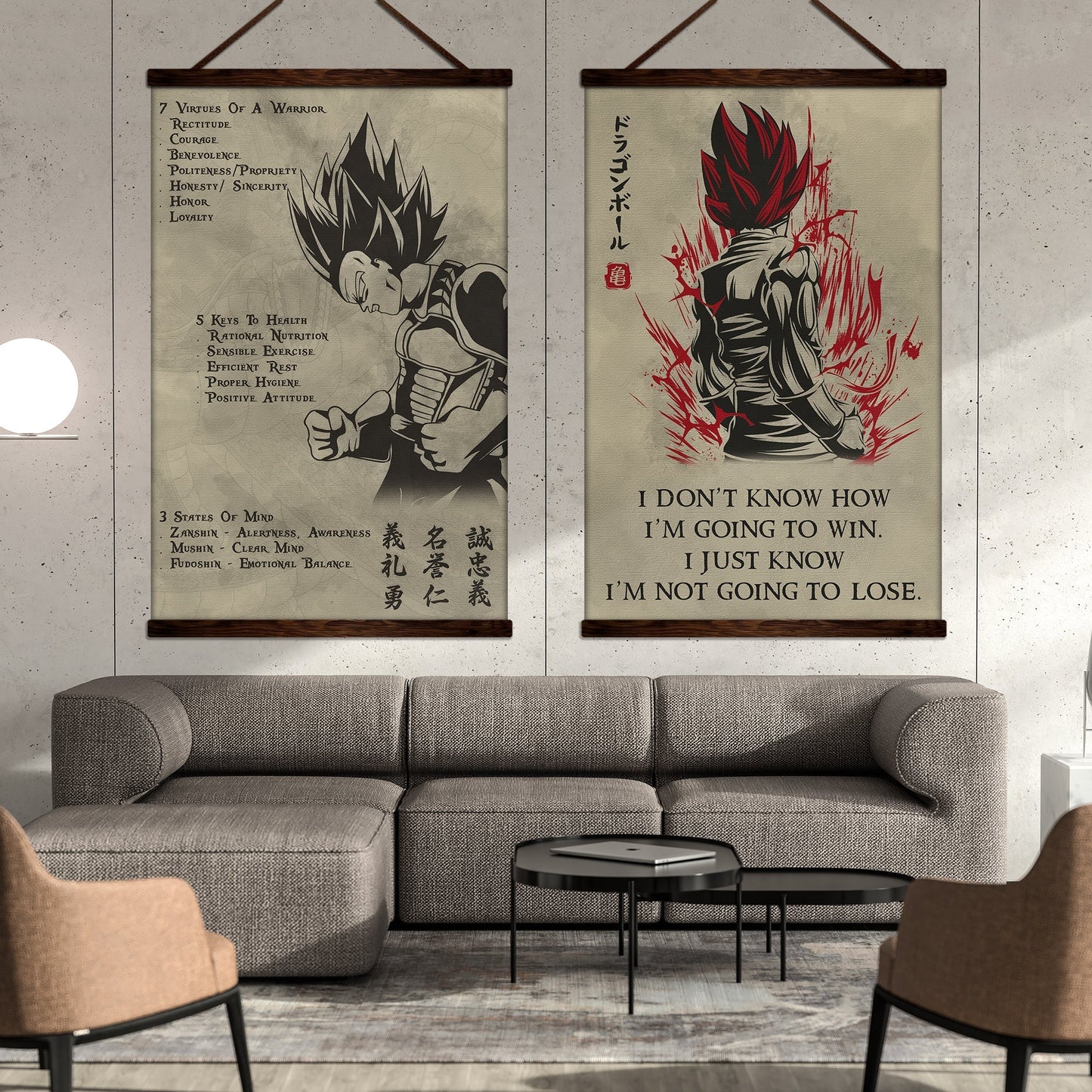 dr043 + dr058 - 7 5 3 code - i'm not going to lose - home decoration - vertical poster - vertical canvas - dragon ball canvas