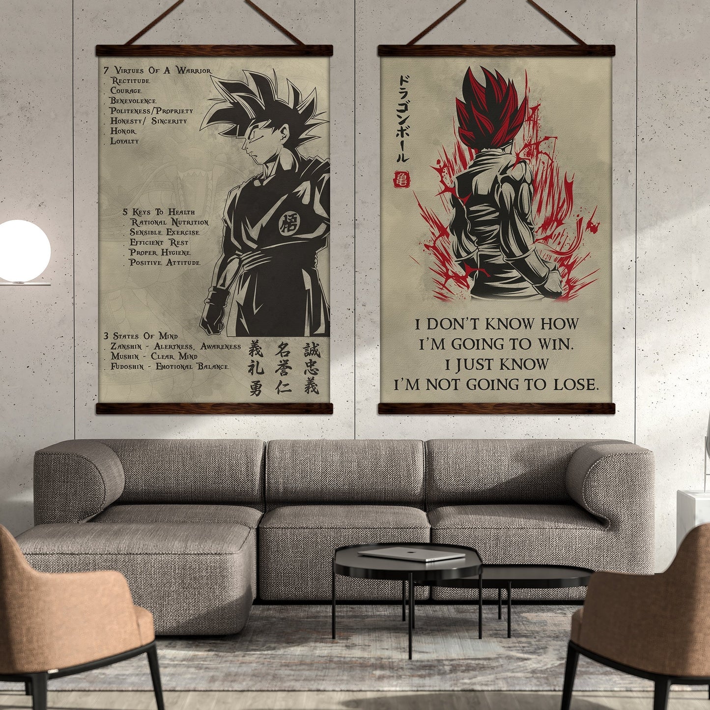 dr044 + dr058 - 7 5 3 code - i'm not going to lose - home decoration - vertical poster - vertical canvas - dragon ball canvas