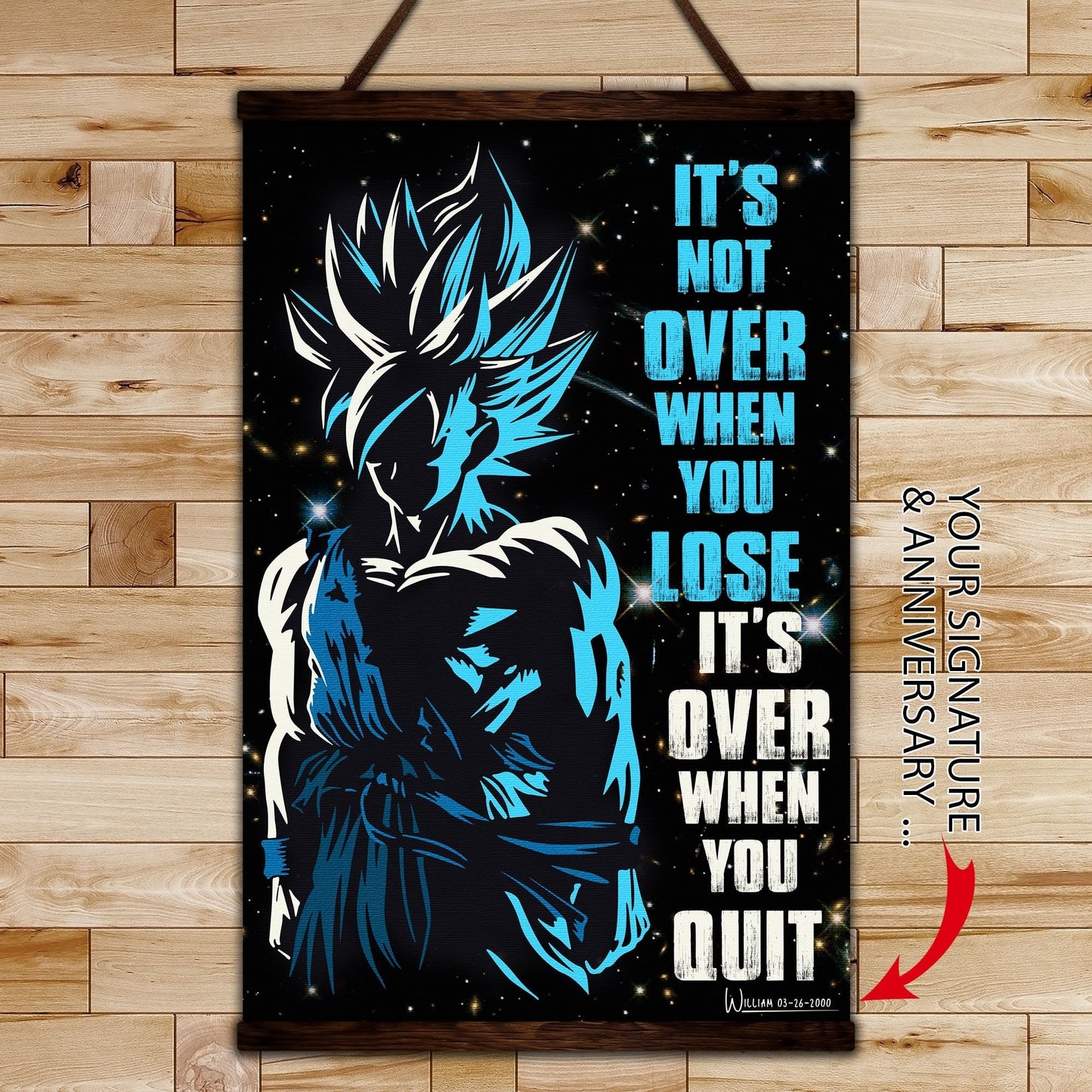 dr048 + dr056 - it's not over when you lose - quitting is not - home decoration - vertical poster - vertical canvas - dragon ball canvas