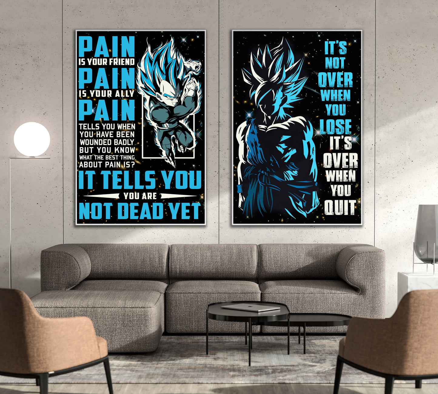 dr048 + dr057 - it's not over when you lose - pain - home decoration - vertical poster - vertical canvas - dragon ball canvas