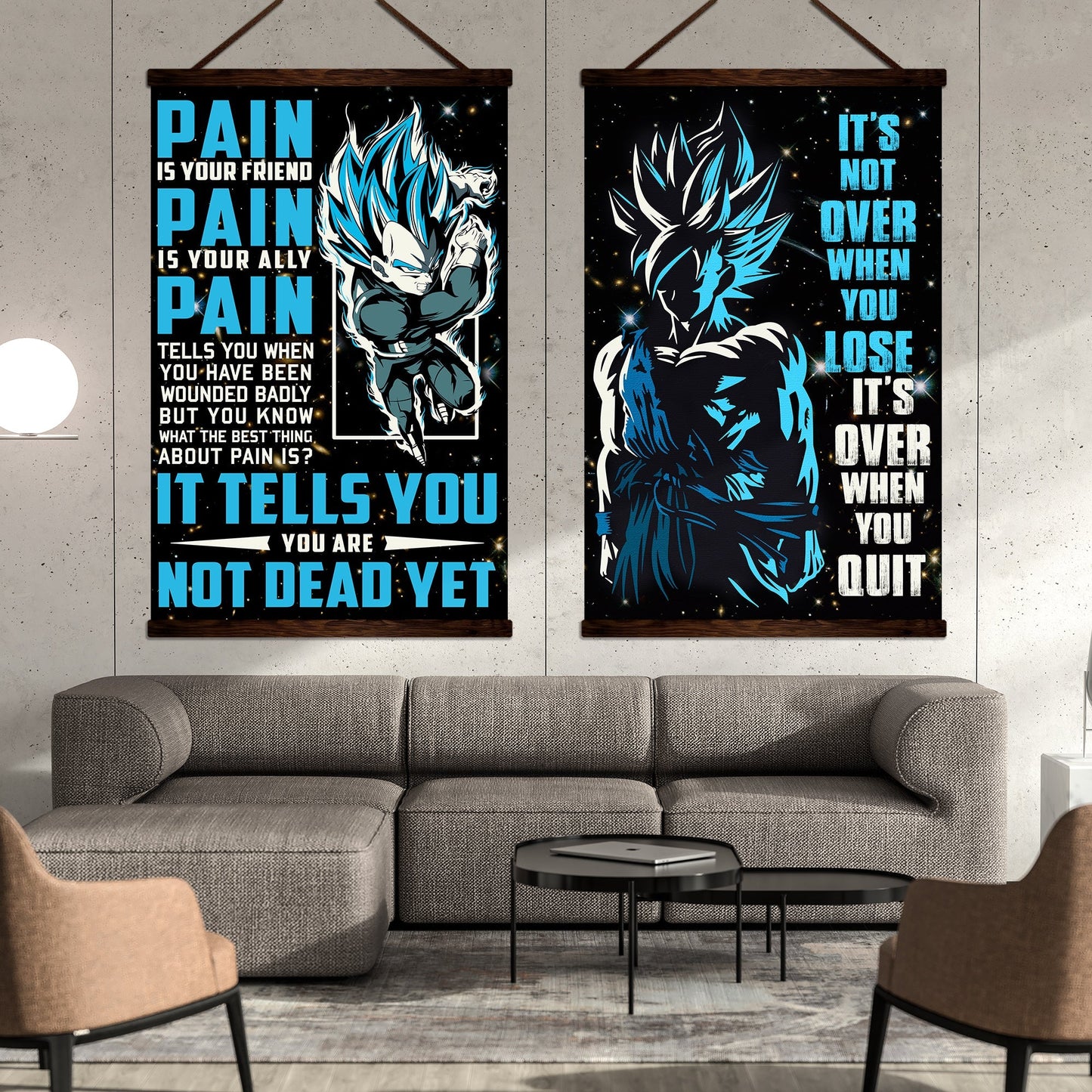 dr048 + dr057 - it's not over when you lose - pain - home decoration - vertical poster - vertical canvas - dragon ball poster