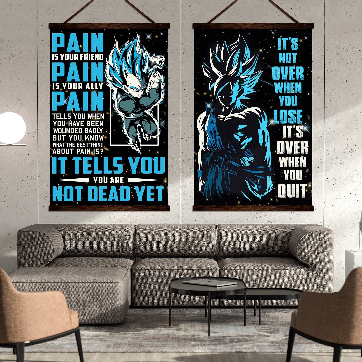 dr048 + dr057 - it's not over when you lose - pain - home decoration - vertical poster - vertical canvas - dragon ball canvas