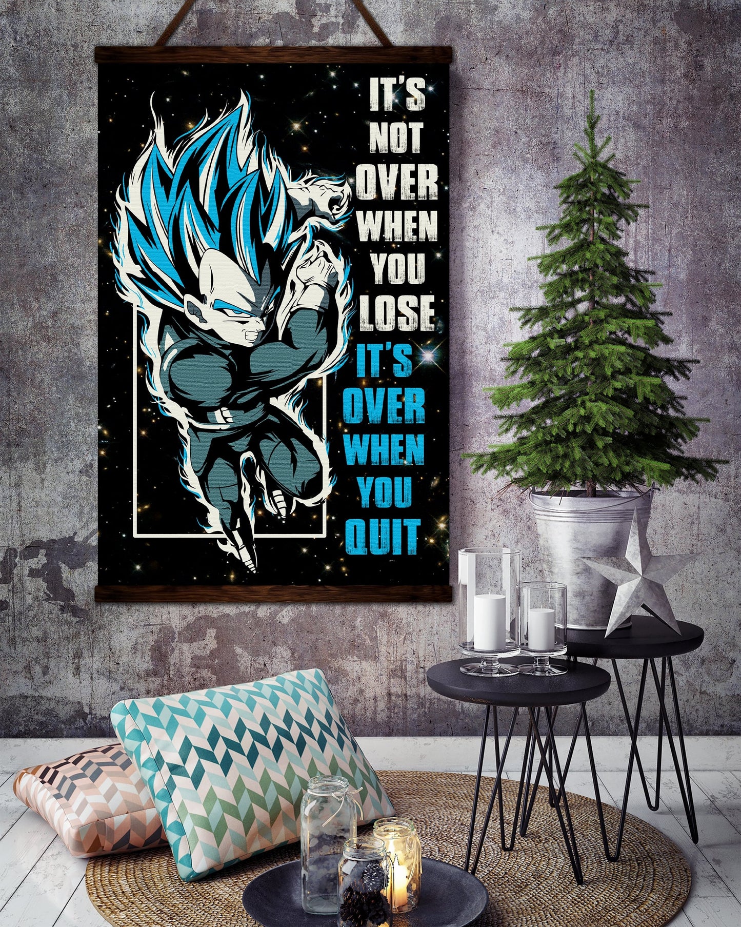dr015 + dr049 - quitting is not - it's not over when you lose - it's over when you quit - home decoration - vertical poster - vertical canvas - dragon ball canvas