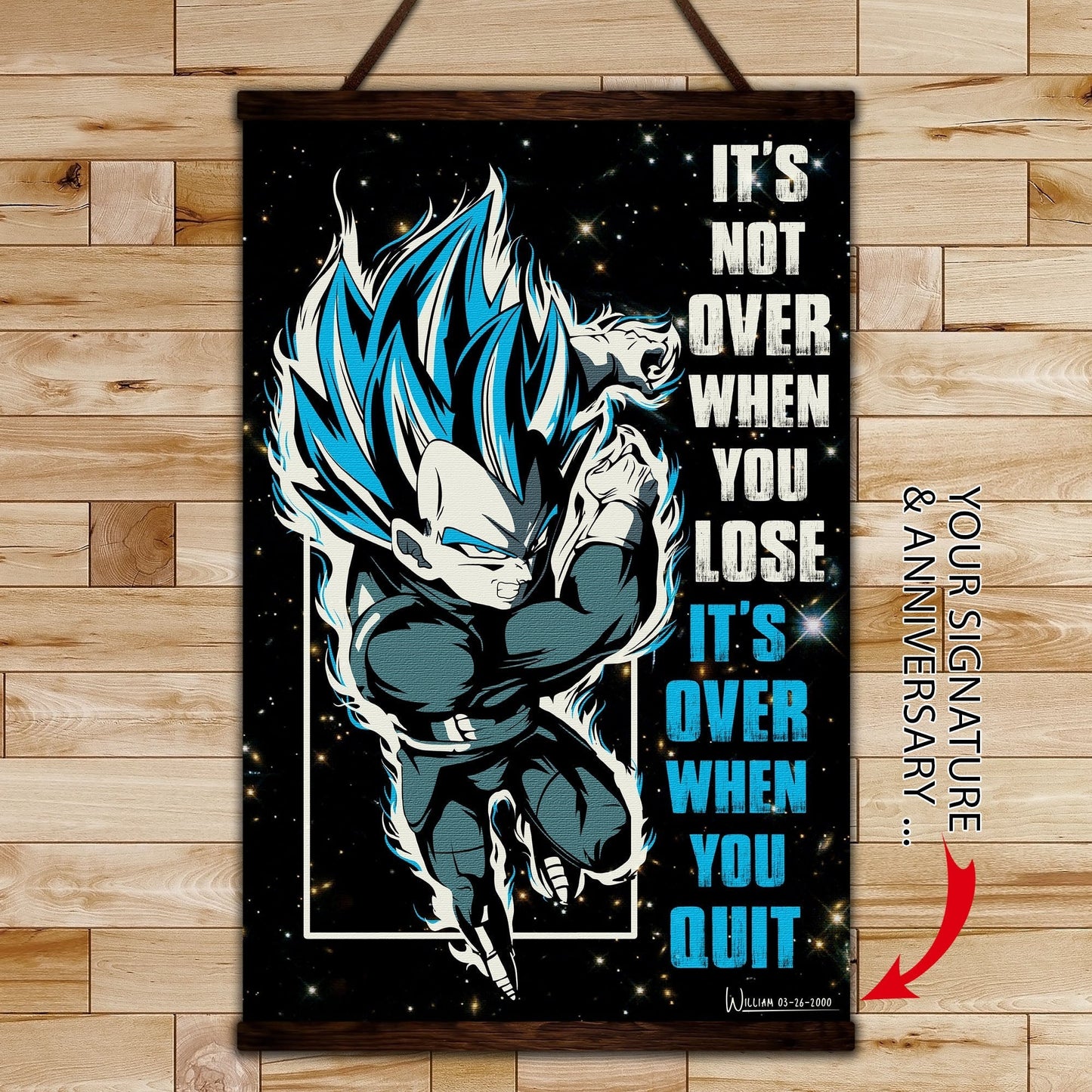 dr015 + dr049 - quitting is not - it's not over when you lose - it's over when you quit - home decoration - vertical poster - vertical canvas - dragon ball poster