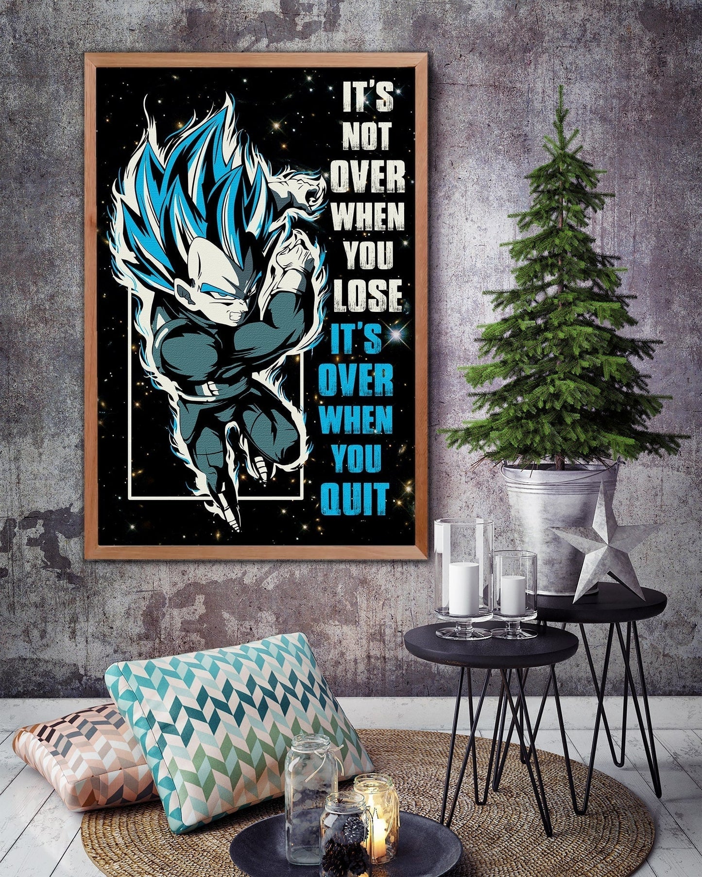 dr015 + dr049 - quitting is not - it's not over when you lose - it's over when you quit - home decoration - vertical poster - vertical canvas - dragon ball canvas