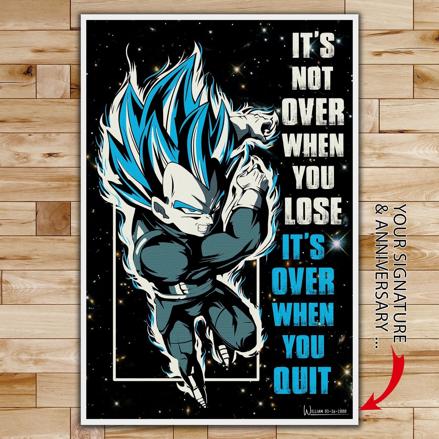 dr015 + dr049 - quitting is not - it's not over when you lose - it's over when you quit - home decoration - vertical poster - vertical canvas - dragon ball poster