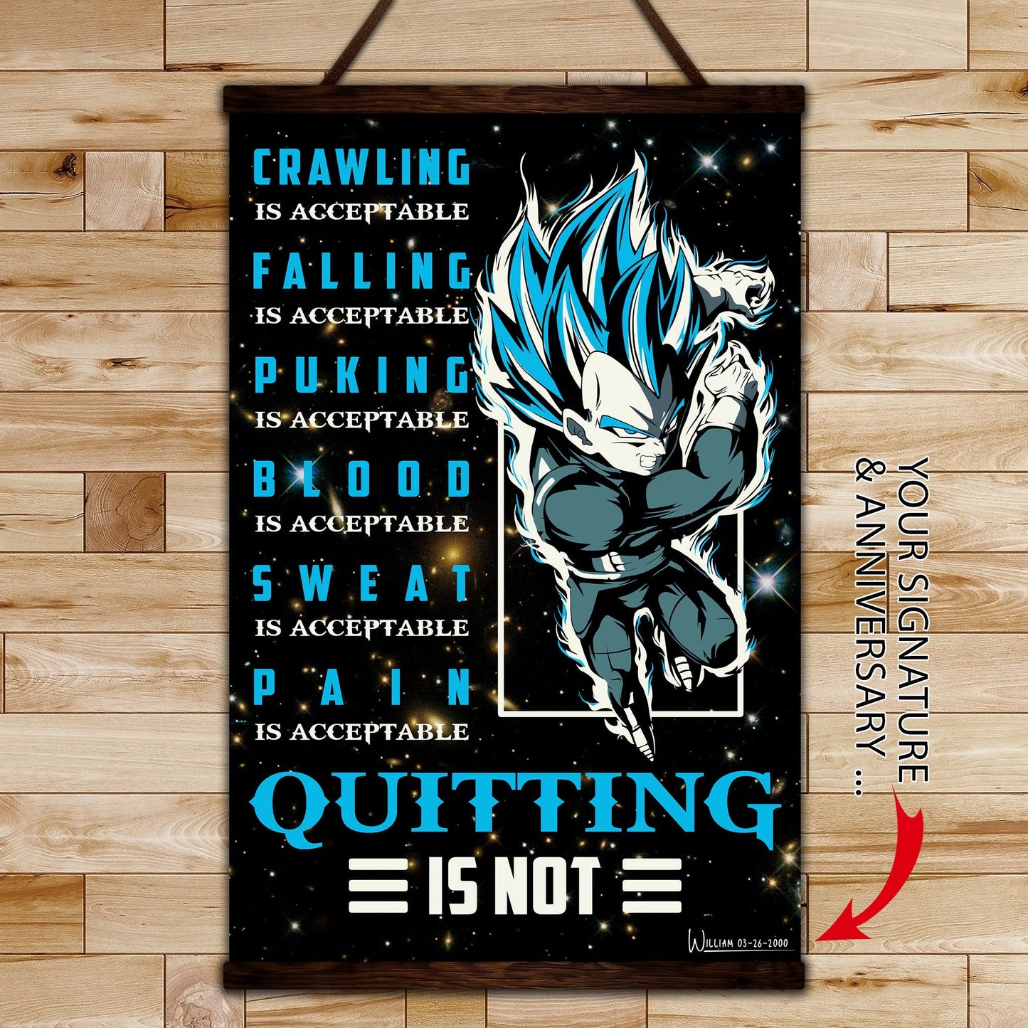 dr048 + dr056 - it's not over when you lose - quitting is not - home decoration - vertical poster - vertical canvas - dragon ball poster