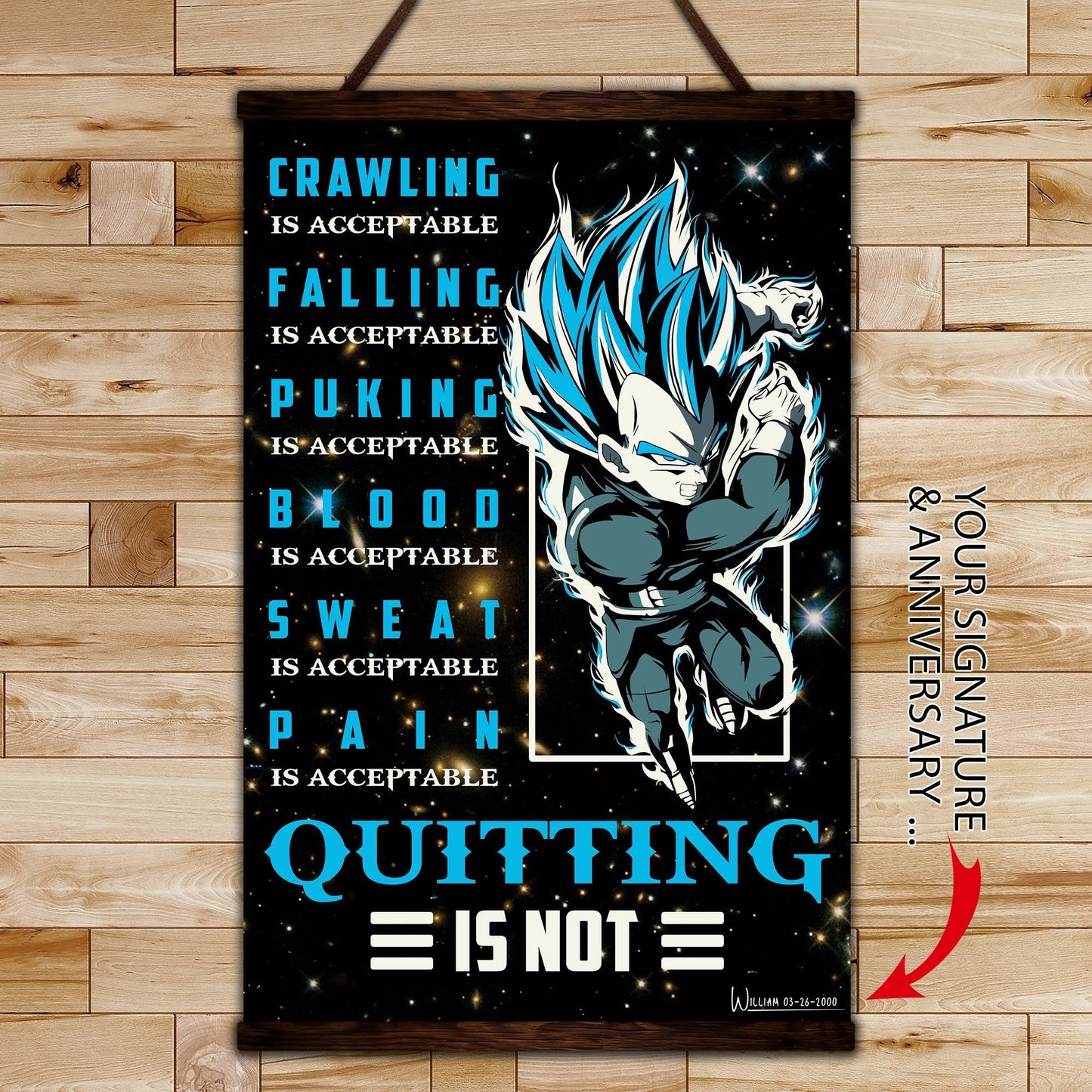 dr048 + dr056 - it's not over when you lose - quitting is not - home decoration - vertical poster - vertical canvas - dragon ball canvas