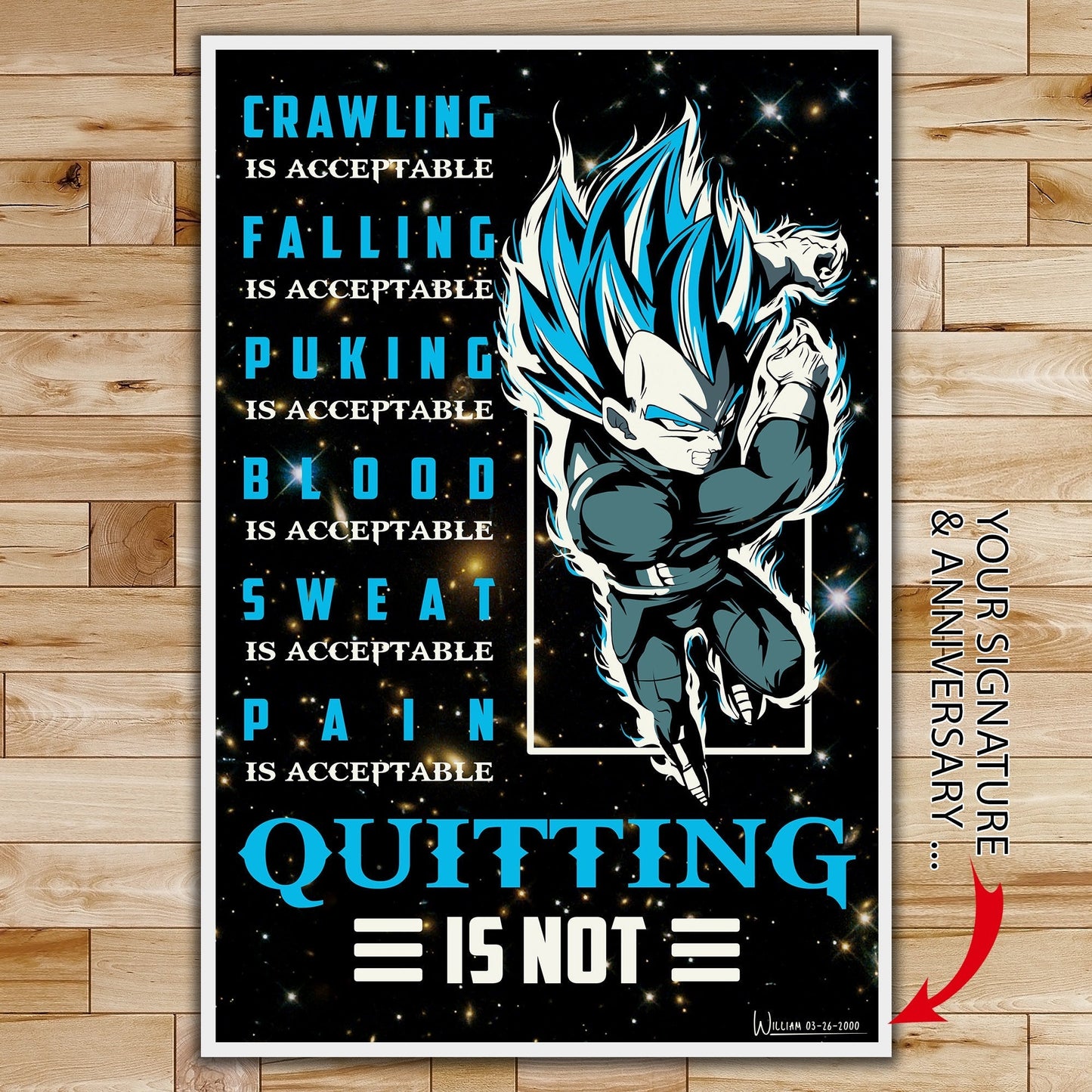 dr048 + dr056 - it's not over when you lose - quitting is not - home decoration - vertical poster - vertical canvas - dragon ball canvas