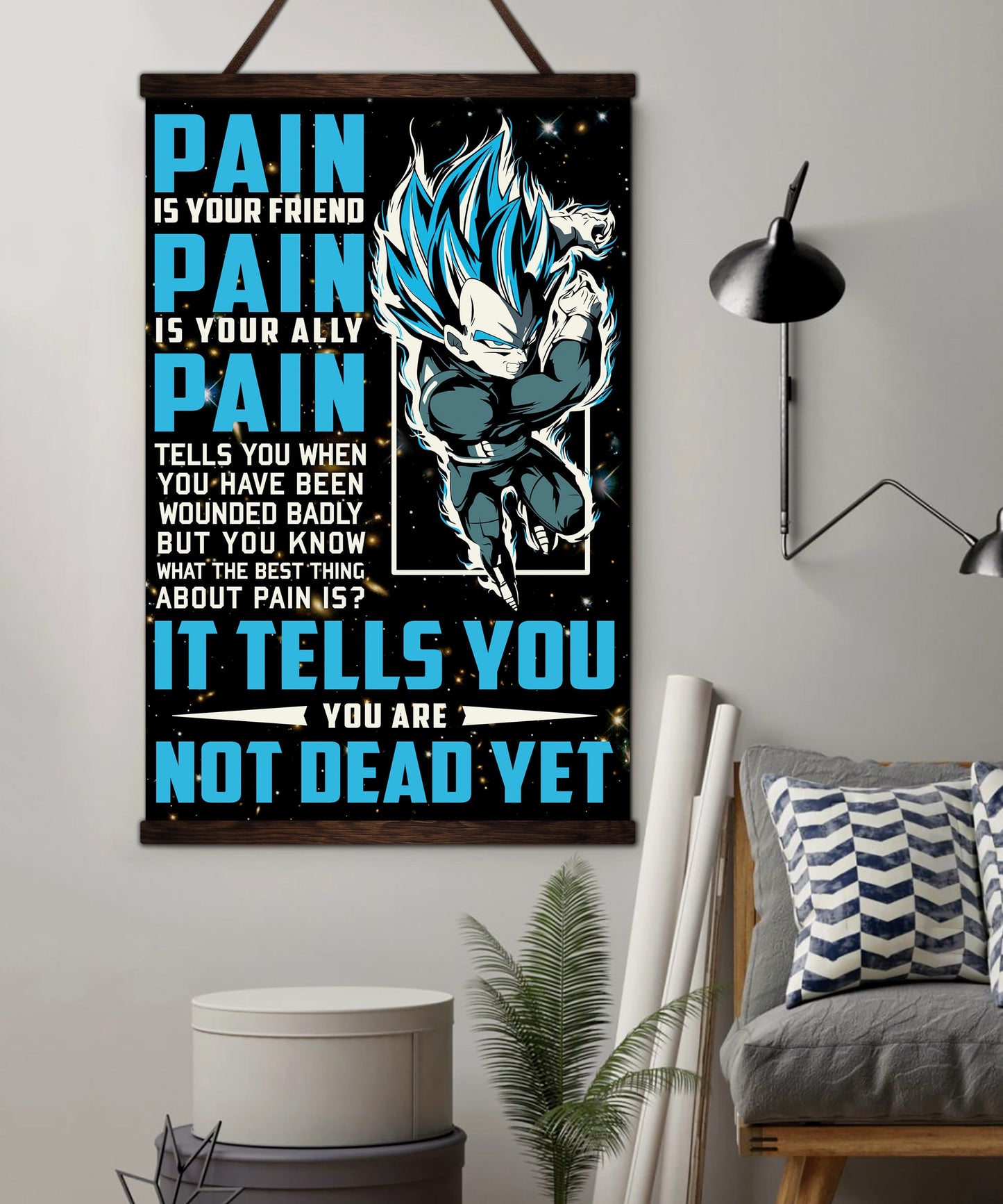 dr048 + dr057 - it's not over when you lose - pain - home decoration - vertical poster - vertical canvas - dragon ball poster