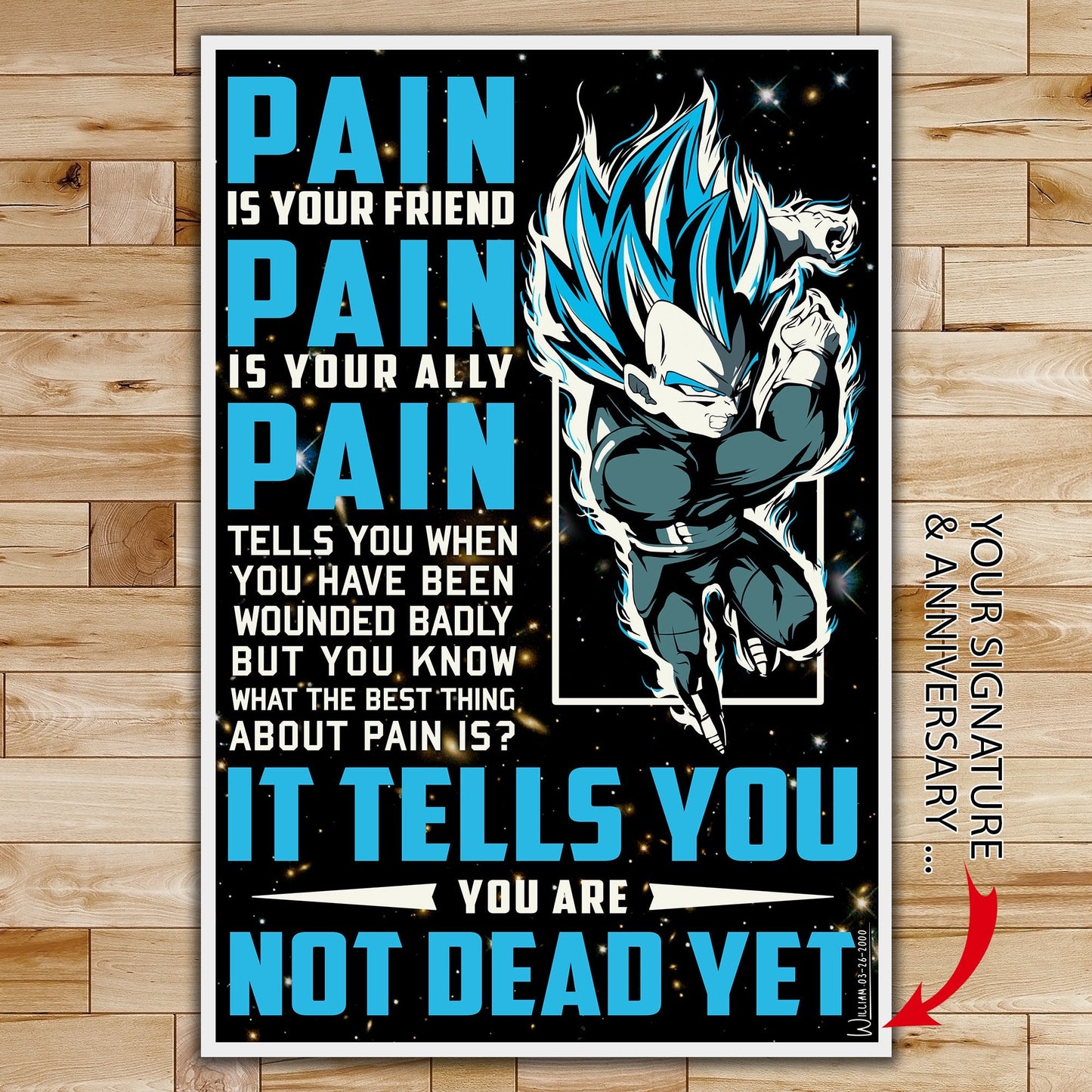dr048 + dr057 - it's not over when you lose - pain - home decoration - vertical poster - vertical canvas - dragon ball poster