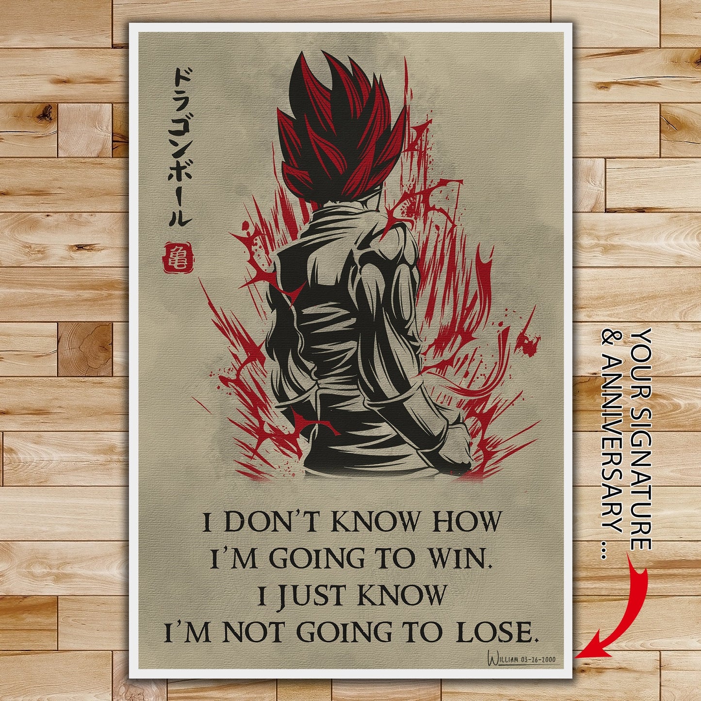 dr014 + dr058 - quitting is not - i'm not going to lose - home decoration - vertical poster - vertical canvas - dragon ball poster