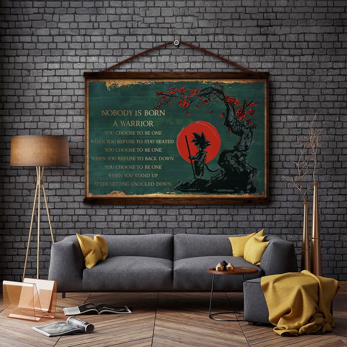 dr066 - nobody is born a warrior - goku - horizontal poster - horizontal canvas - dragon ball canvas