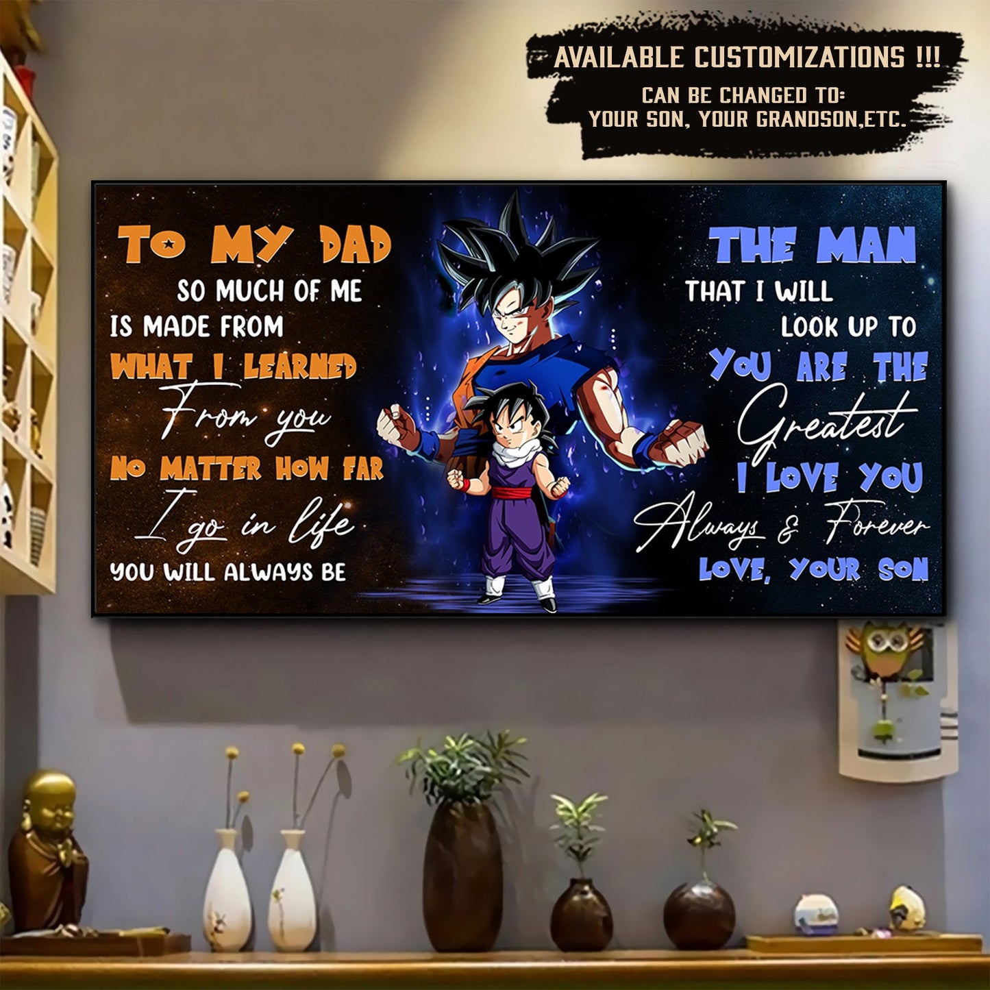 dr071 - to my dad - goku - gohan - english - horizontal poster - horizontal canvas - dragon ball poster