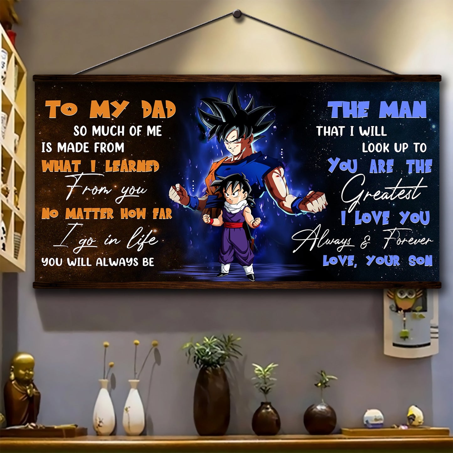 dr071 - to my dad - goku - gohan - english - horizontal poster - horizontal canvas - dragon ball poster