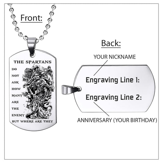 WAD012 - The Spartan - Warrior Dog Tag - Engrave Sliver Dog Tag