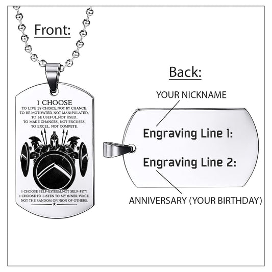 WAD017 - I Choose - English - Warrior Dog Tag - Engrave Sliver Dog Tag