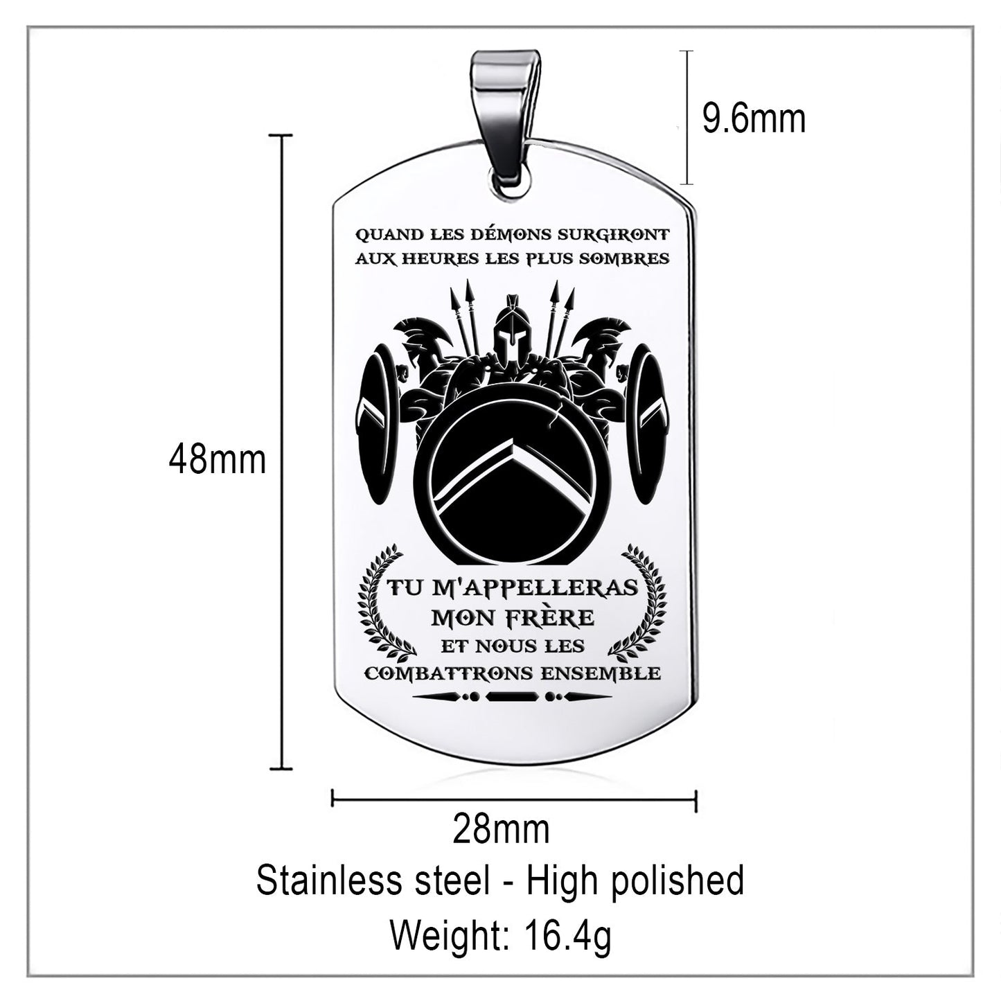 WAD028 - Call On Me Brother - French - Warrior Dog Tag - Engrave Sliver Dog Tag