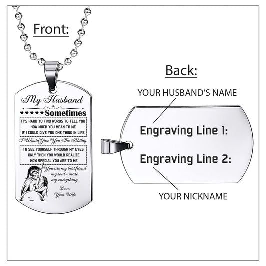 WAD029 - My Husband - Warrior Dog Tag - Engrave Sliver Dog Tag