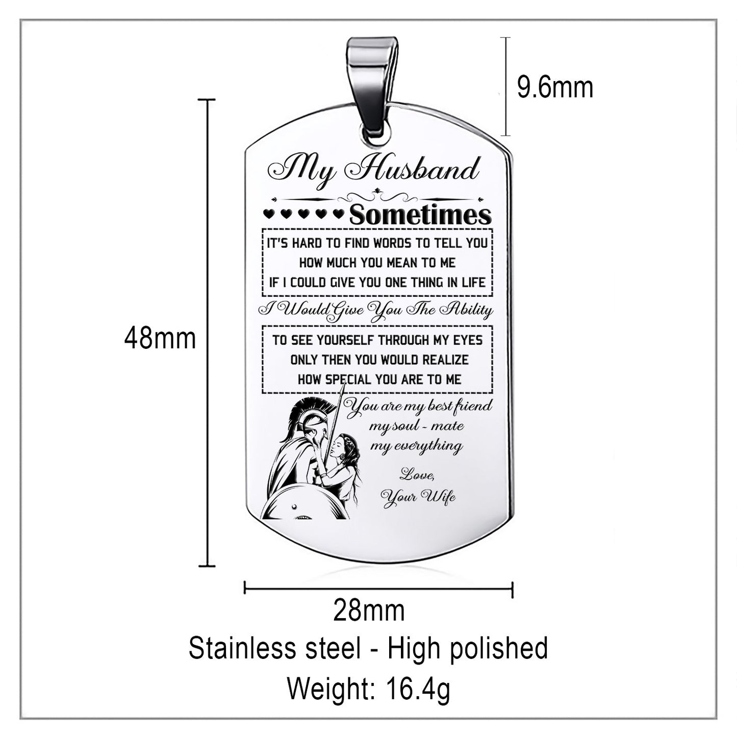 WAD029 - My Husband - Warrior Dog Tag - Engrave Sliver Dog Tag