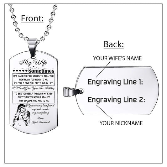 WAD030 - My Wife - Warrior Dog Tag - Engrave Sliver Dog Tag