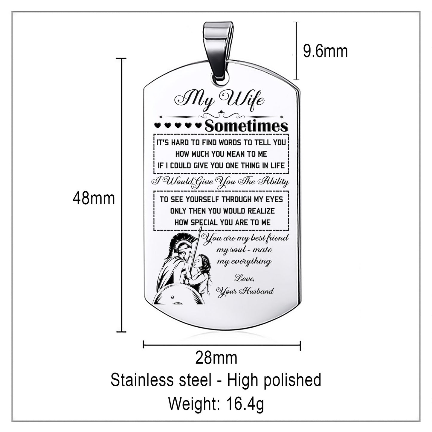 WAD030 - My Wife - Warrior Dog Tag - Engrave Sliver Dog Tag
